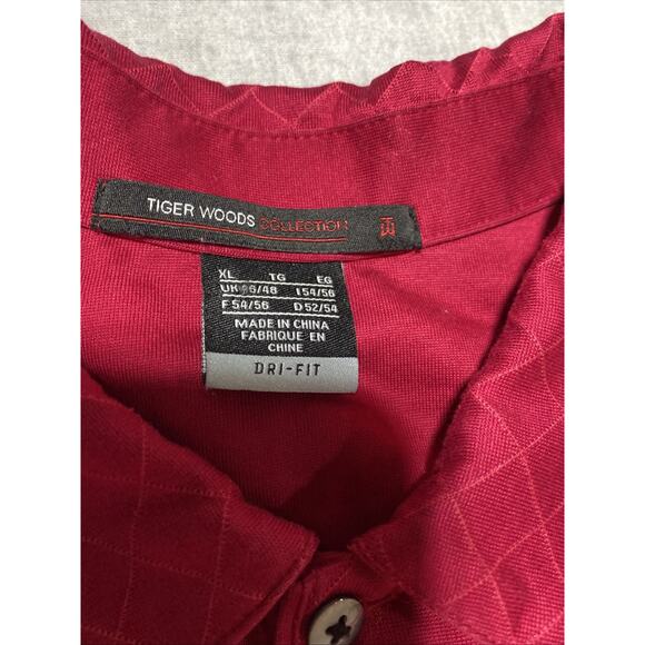 Tiger Woods Shirt Mens Extra Large Red Nike Dri Fit Polo Golf Performance Sports - Picture 5 of 9
